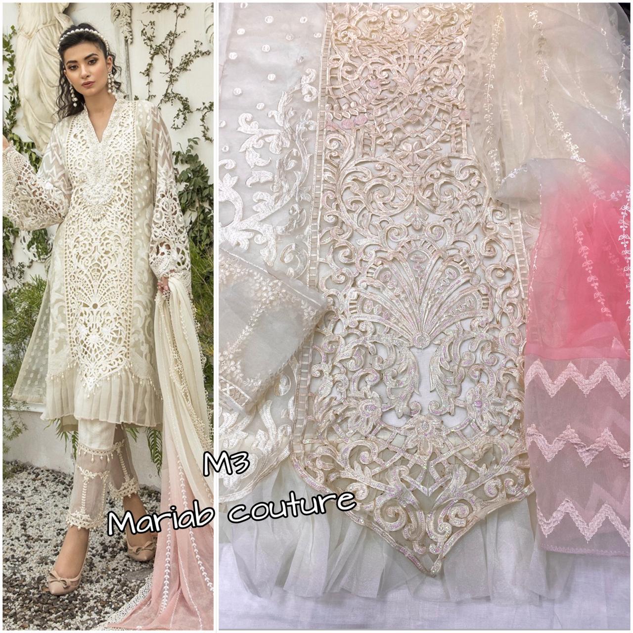 m 3 fashion maria b off white couture  elegant salwar suit catalog