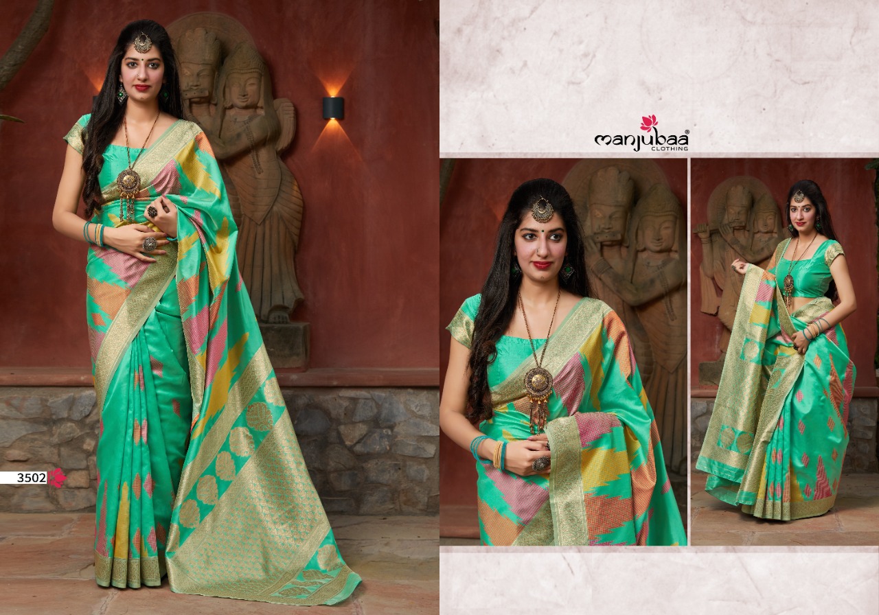 Manjubaa Maitri Silk authentic fabric saree catalog