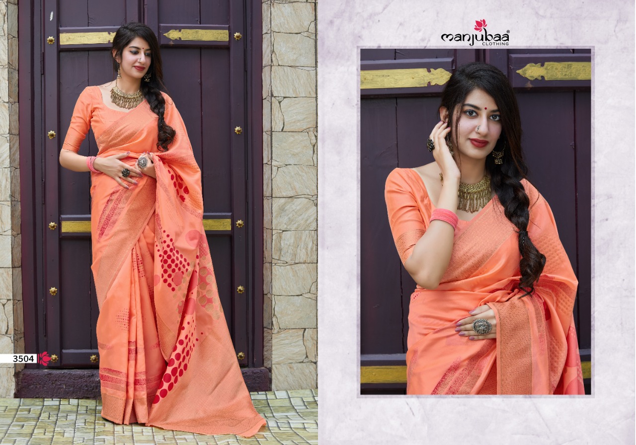 Manjubaa Maitri Silk authentic fabric saree catalog