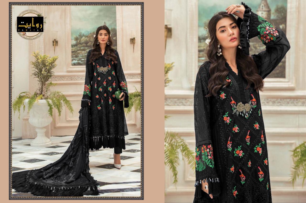 rawayat maria b chiffon eid (colors) collection 2020 georgette attractive embroidery dress Material catalog