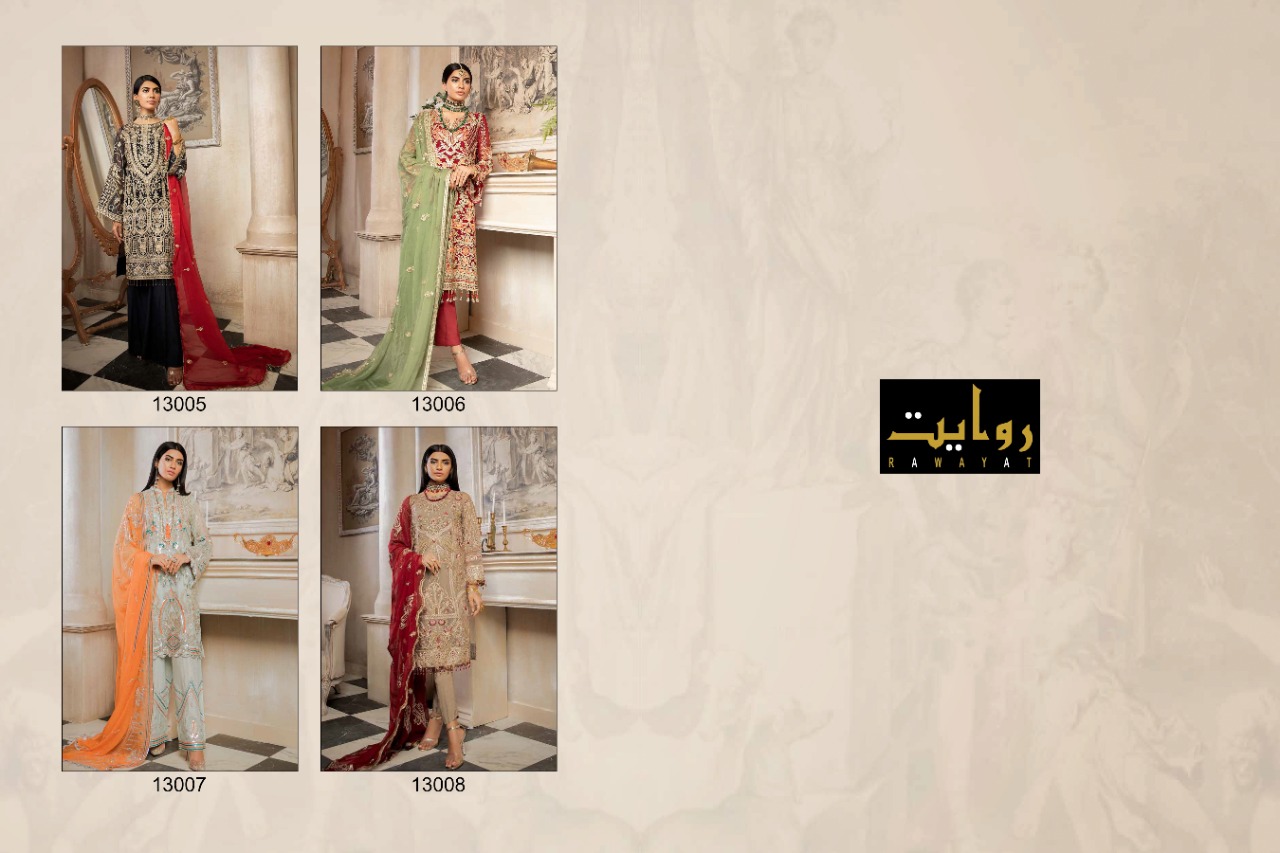 Rawayat mashq chiffon 2020  innovative style dress Material catalog