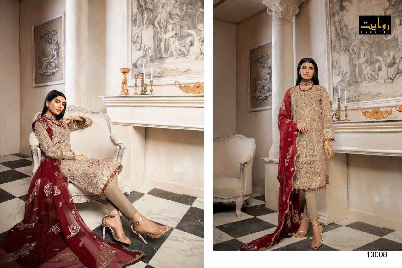 Rawayat mashq chiffon 2020  innovative style dress Material catalog