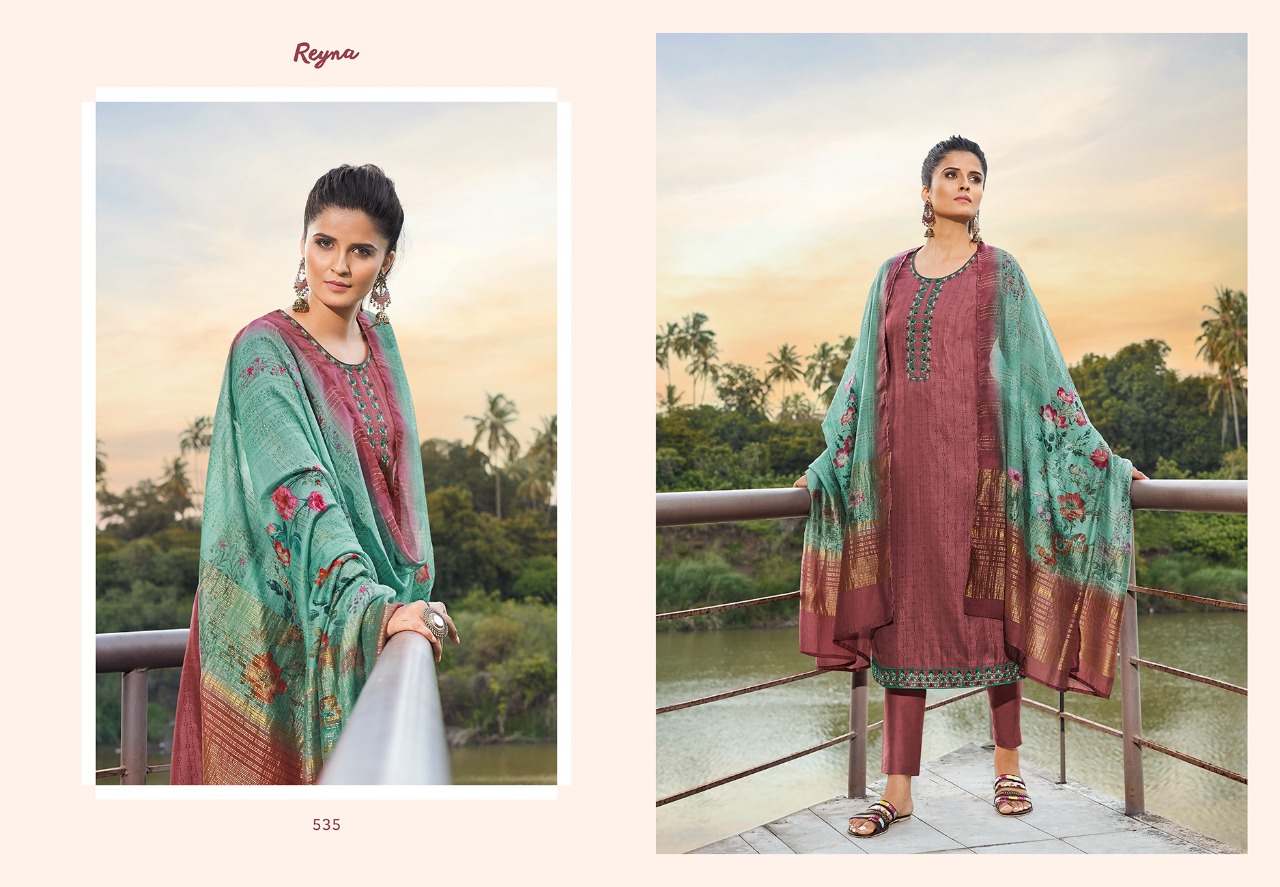 reyna enigma 2  print and decent embroidary gorgeous look salwar suit catalog
