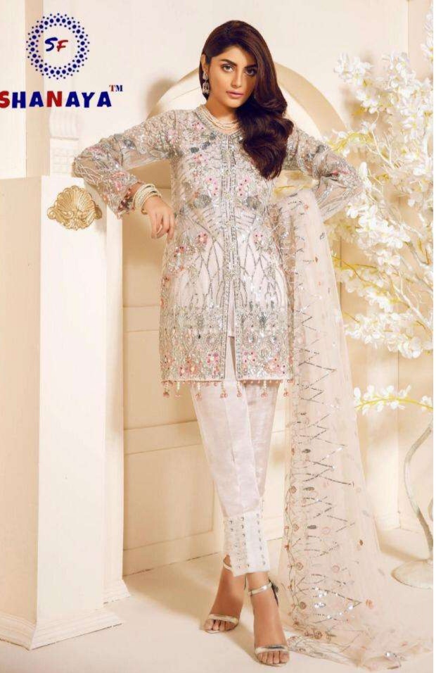 shanaya s 29 cream salwar georgette  suit singale