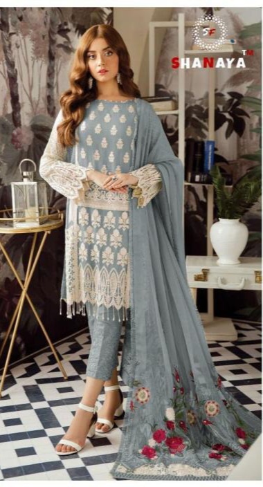 shanaya s 22 grey georgette authentic fabric  salwar suit singale