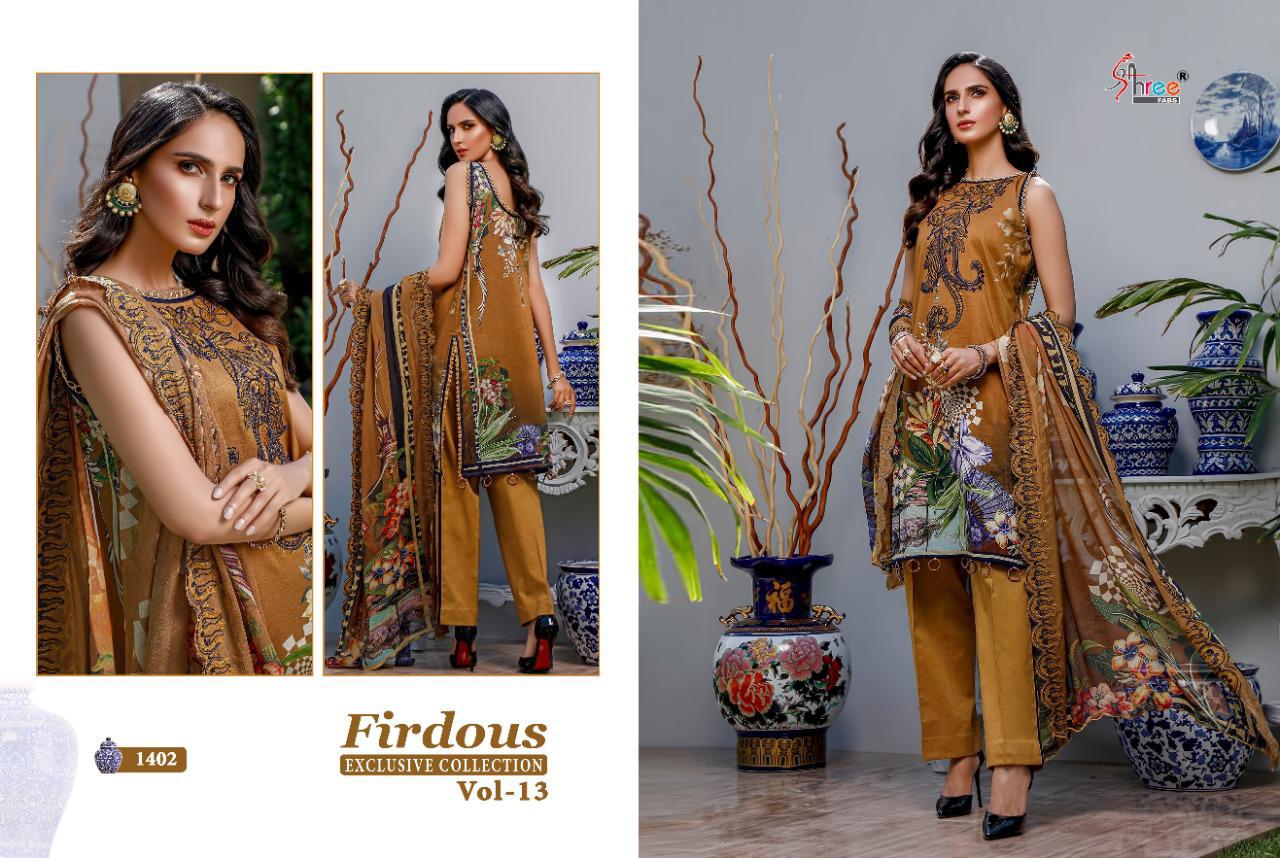 shree fabs firdoush exclusives collection vol 13  cotton duppta catchy look salwar suit catalog