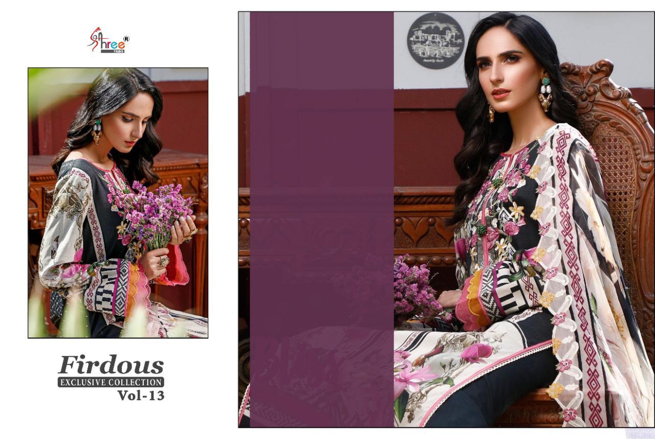 shree fabs firdoush exclusives collection vol 13  cotton duppta catchy look salwar suit catalog