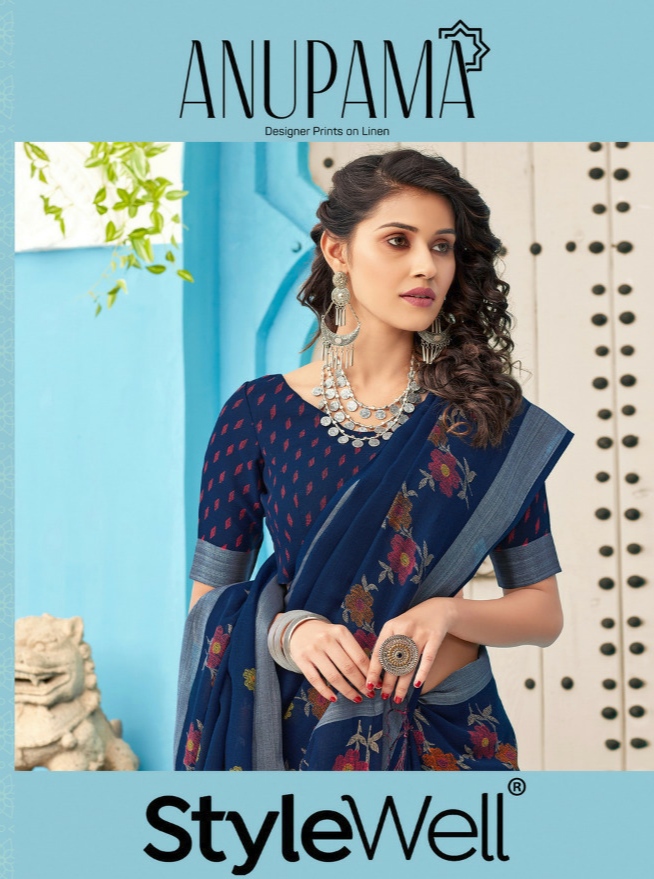 stylewell anupama attractive look neelan cottan saree catalog