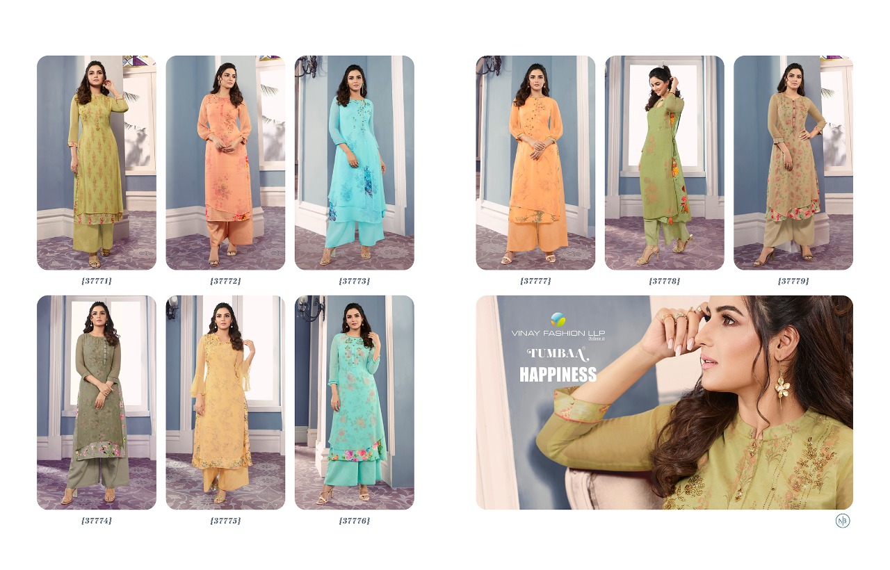 vinay fashion  tumbaa happiness  georgette top with palazzo  affordable price catalog
