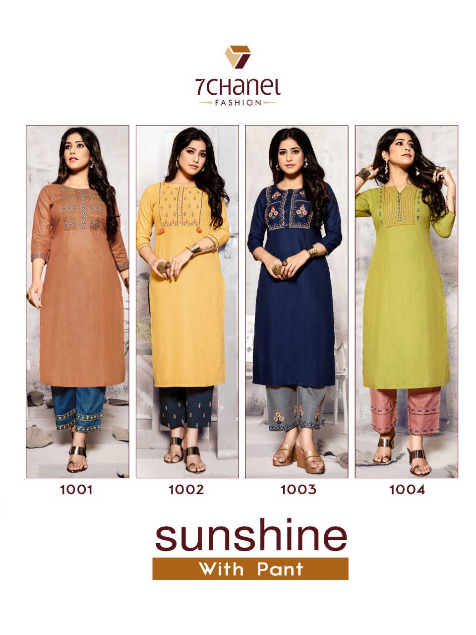 7 chanel sun shine cotton innovative style kurti with bottom catalog