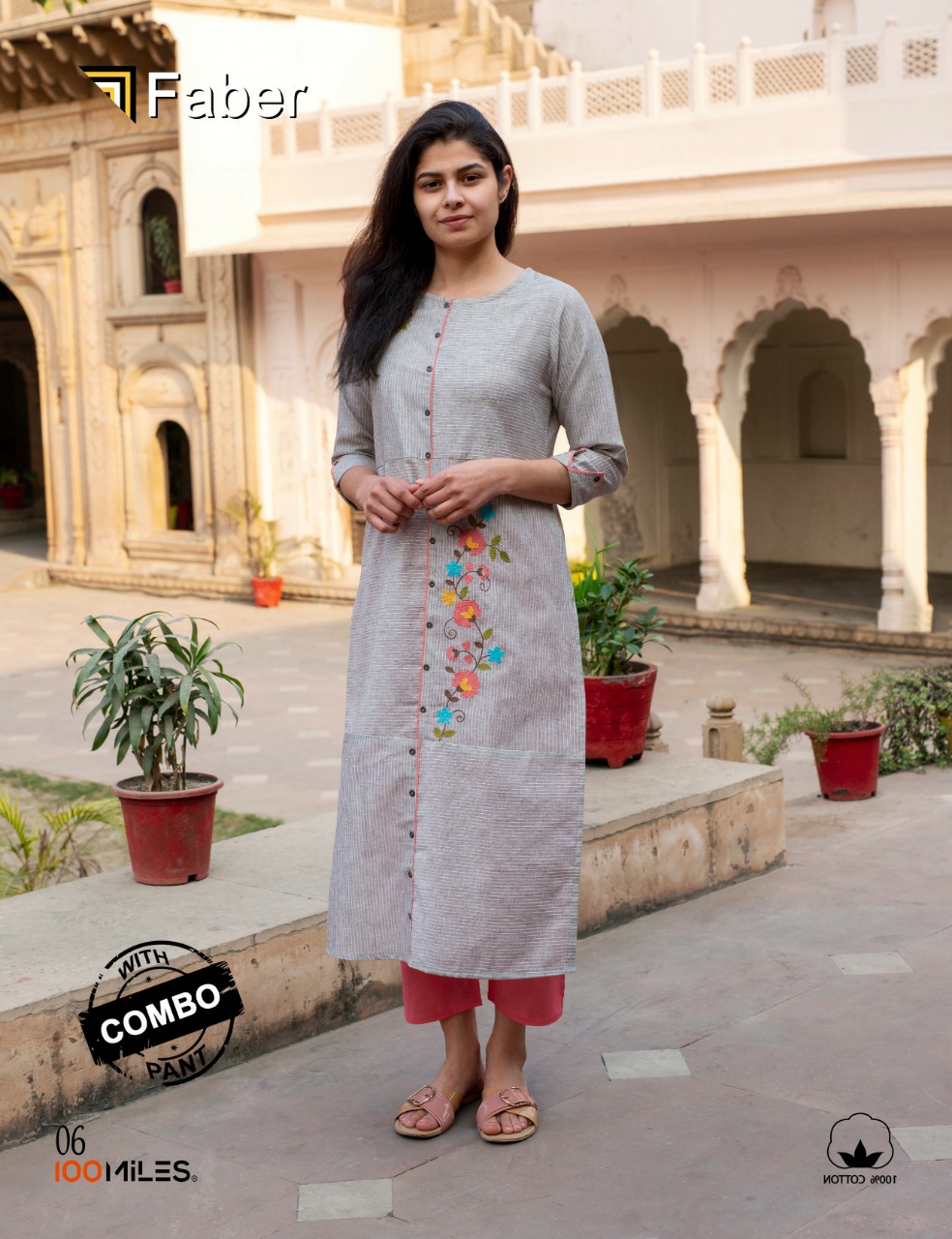 100 miles Faber kurti with pants collection  catalog