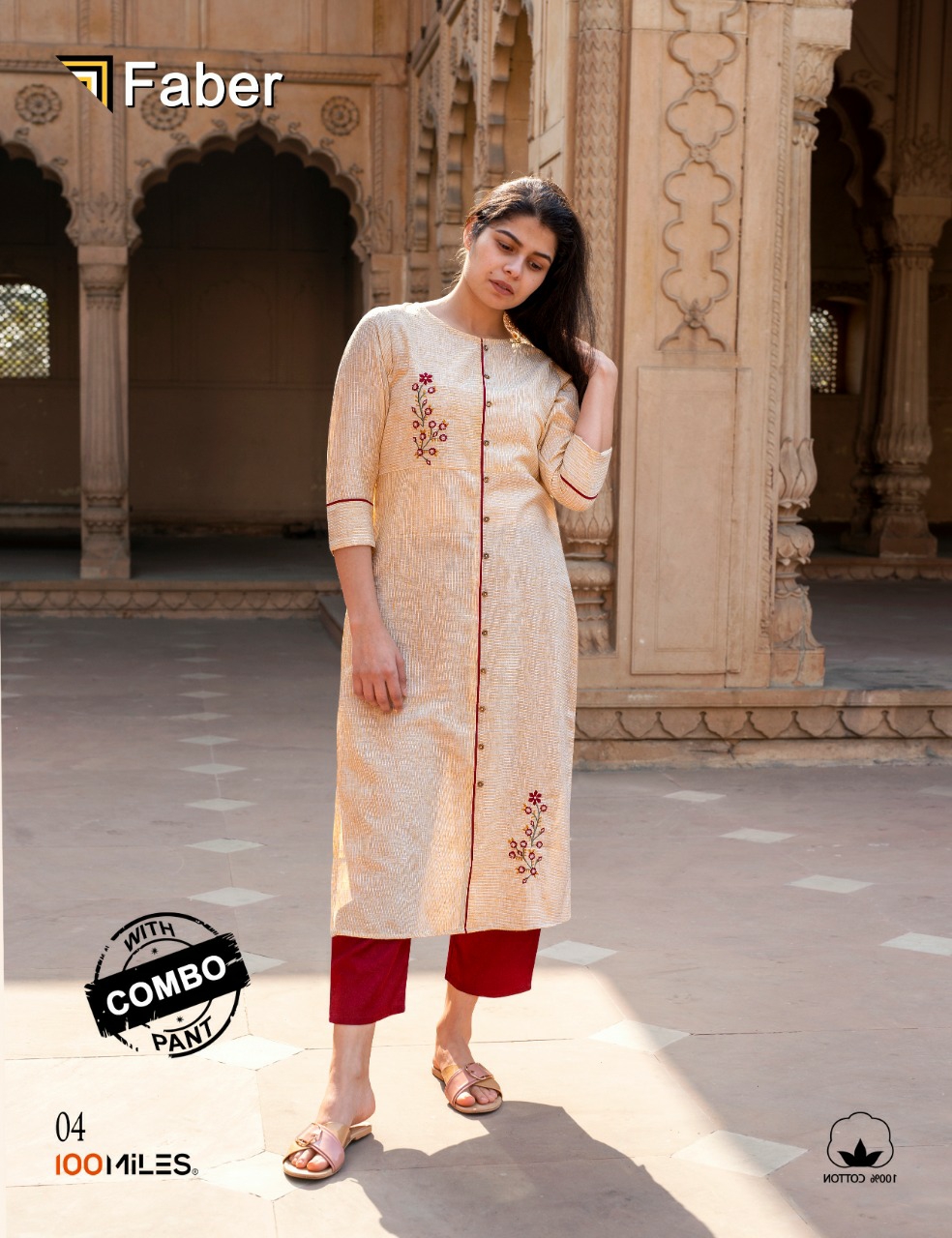 100 miles Faber kurti with pants collection  catalog
