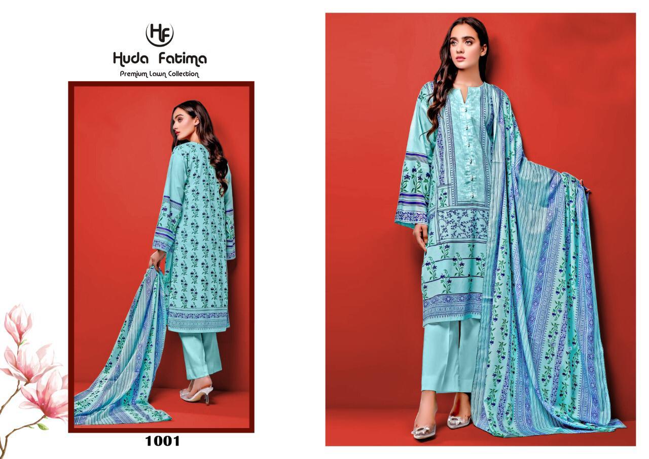 Karachi cotton huda fatima premium lawn collection vol 1  Cambrice authentic fabric salwar suit catalog