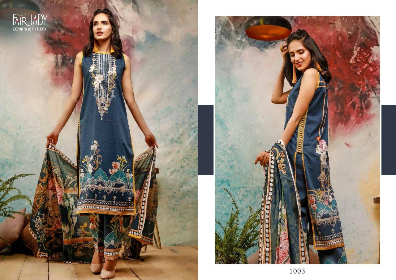 Fair lady firdous pure lawn cotton attractive embroidary salwar suit catalog