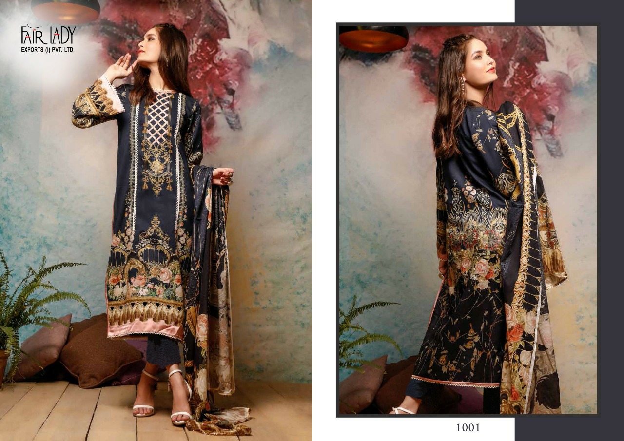 Fair lady firdous pure lawn cotton attractive embroidary salwar suit catalog