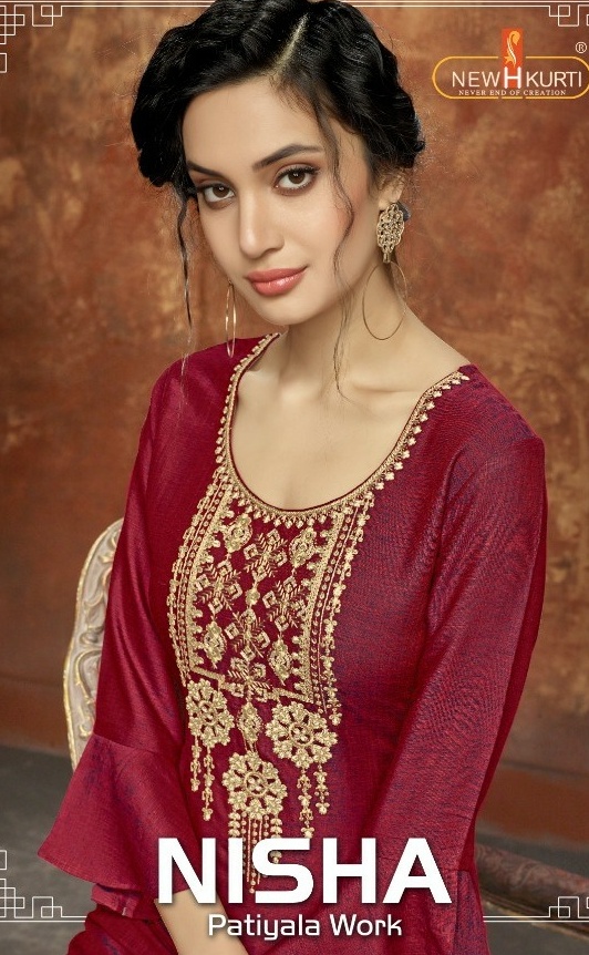 Tunic house Nisha Patiala Astonishing Style modern Trendy fits rayon fabric Embroidered Kurties