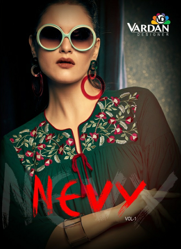 vardan designer nevy vol 1 riyon classic trendy look shot top  catalog