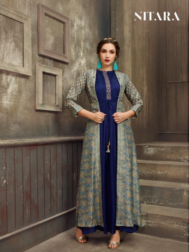 Nitara saira digital printed fancy kurti with jacket Catalog Dealer
