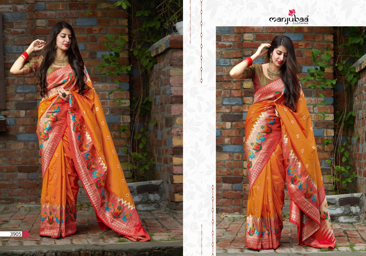 manjubaa malhar silk series 3901  3914 festiv look saree catalog