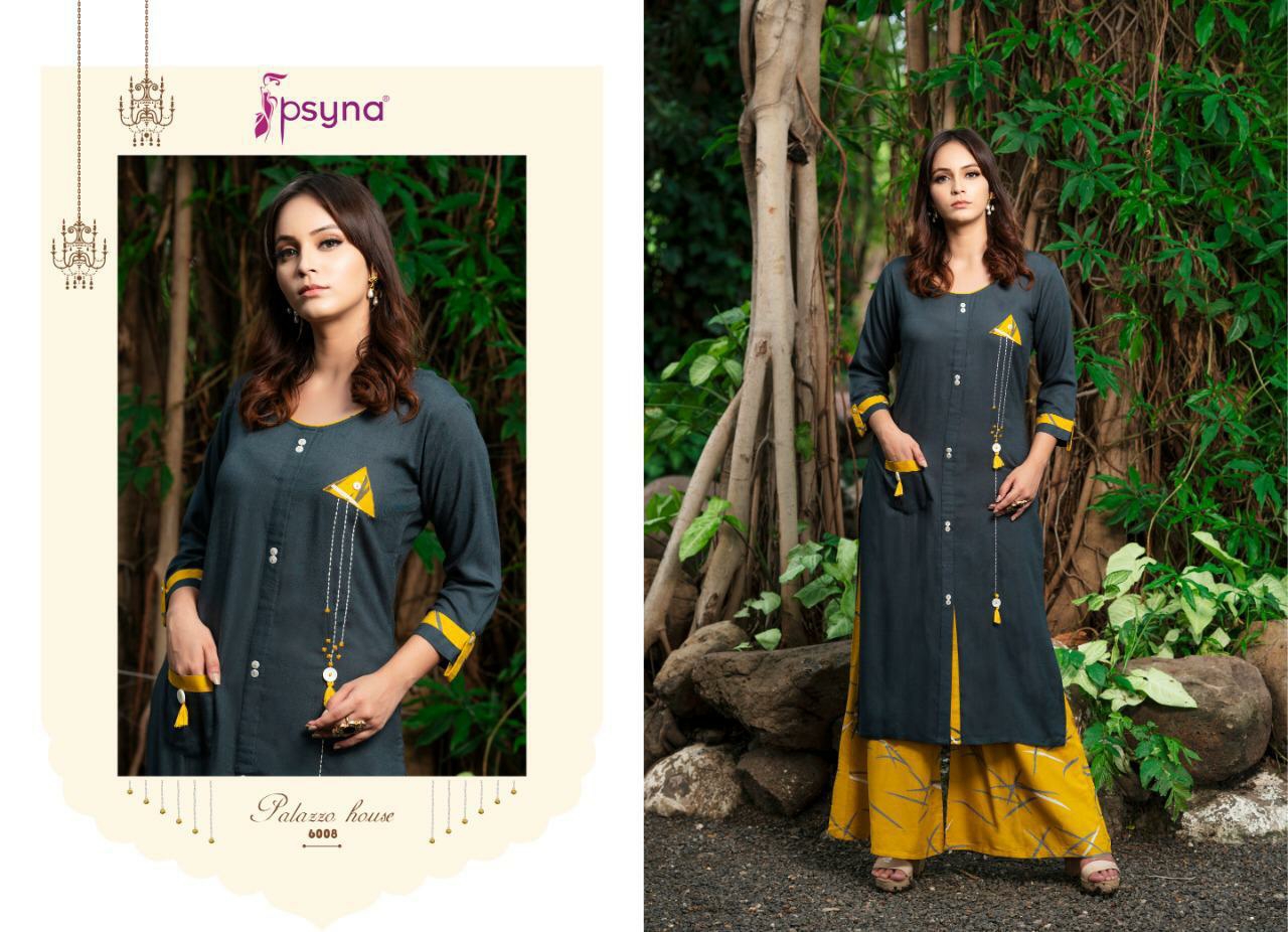 Psyna tex palazzo house vol 6 fancy kurties with plazzo collection