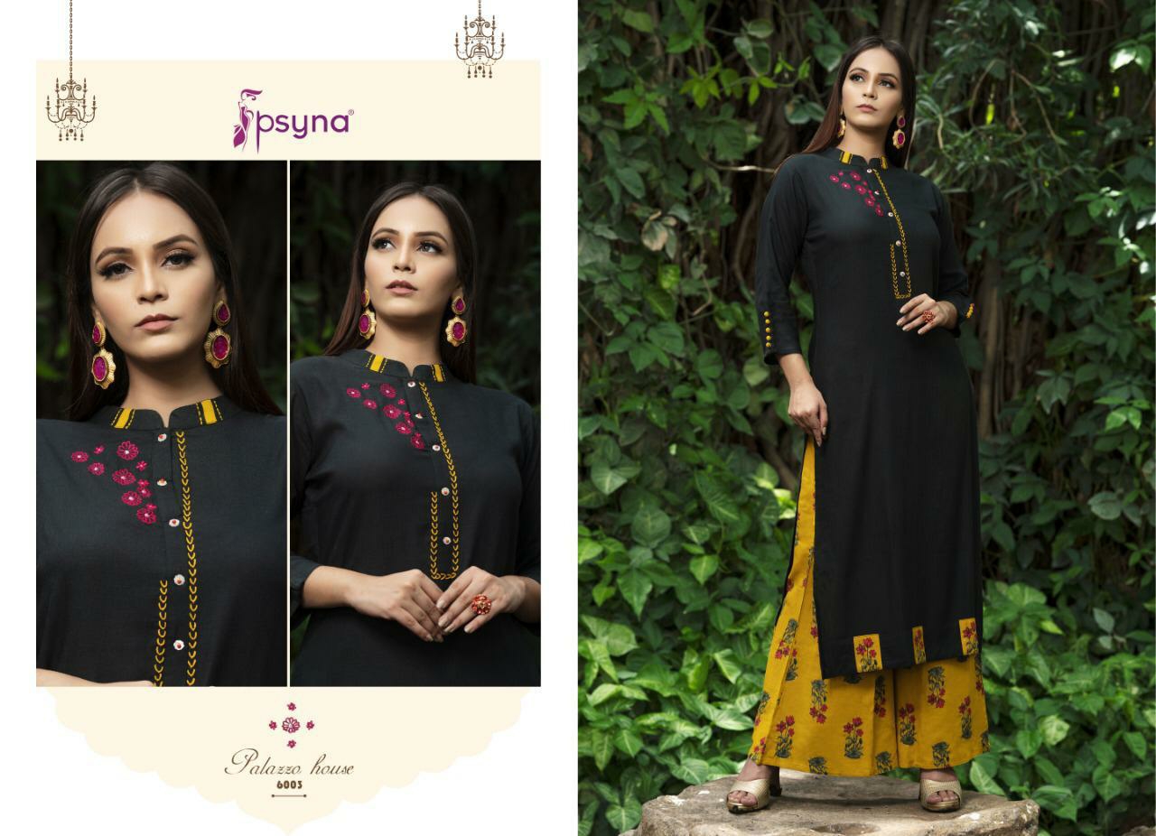 Psyna tex palazzo house vol 6 fancy kurties with plazzo collection
