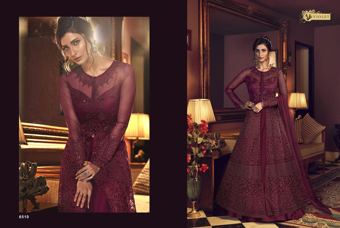 violet snow white 6501-6512 net gorgeous look gown catalog