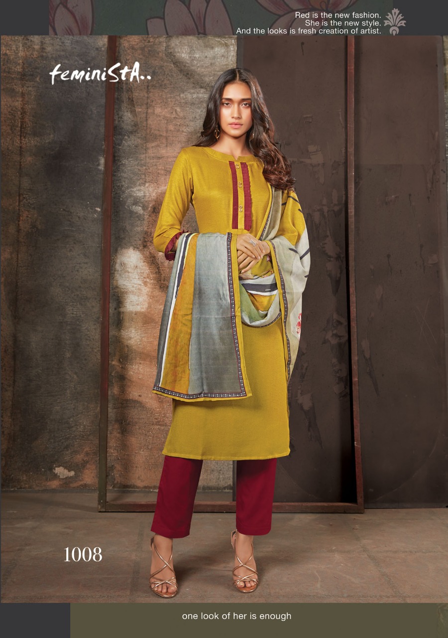 arena fashion feminista pashmina elegent look kurti with stole catalog
