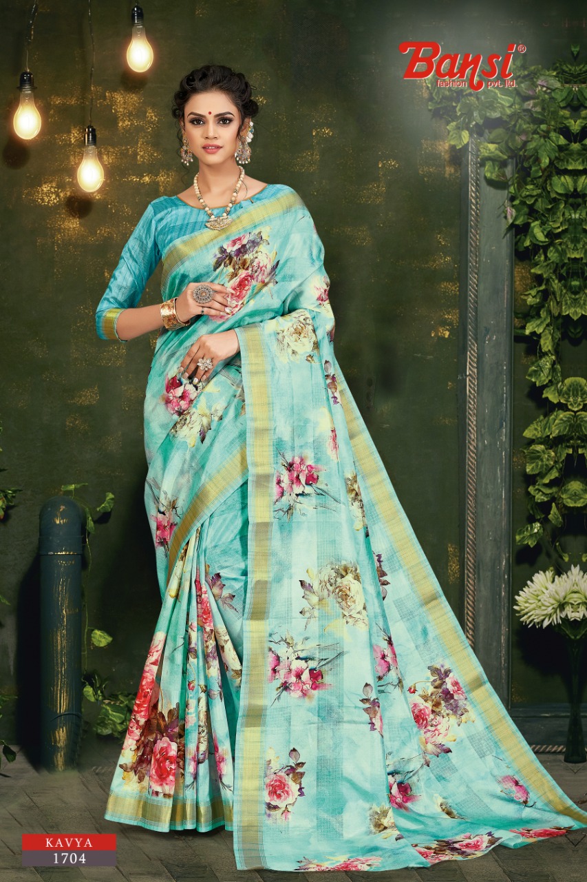 bansi fashion kavya satin exclusive print saree catalog