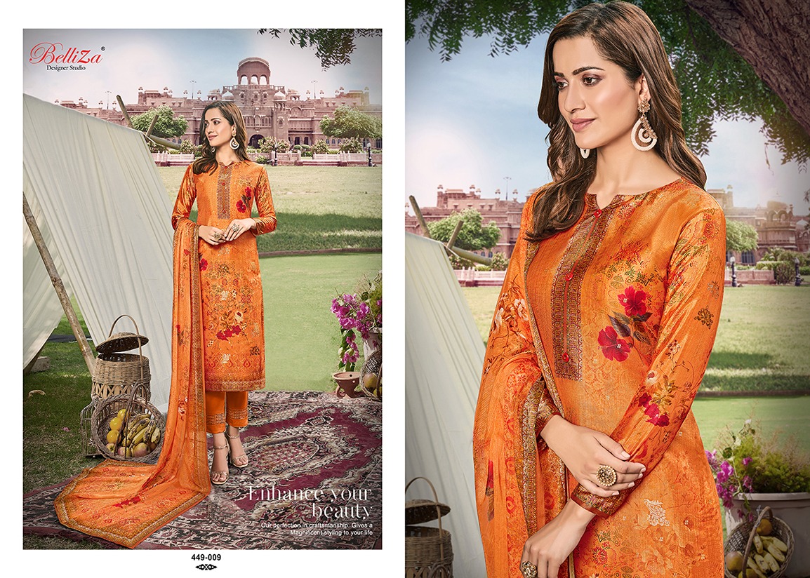 Belliza designer studio raas silk attractive print salwar suit catalog