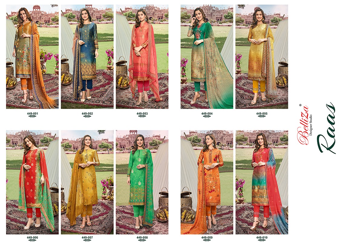 Belliza designer studio raas silk attractive print salwar suit catalog