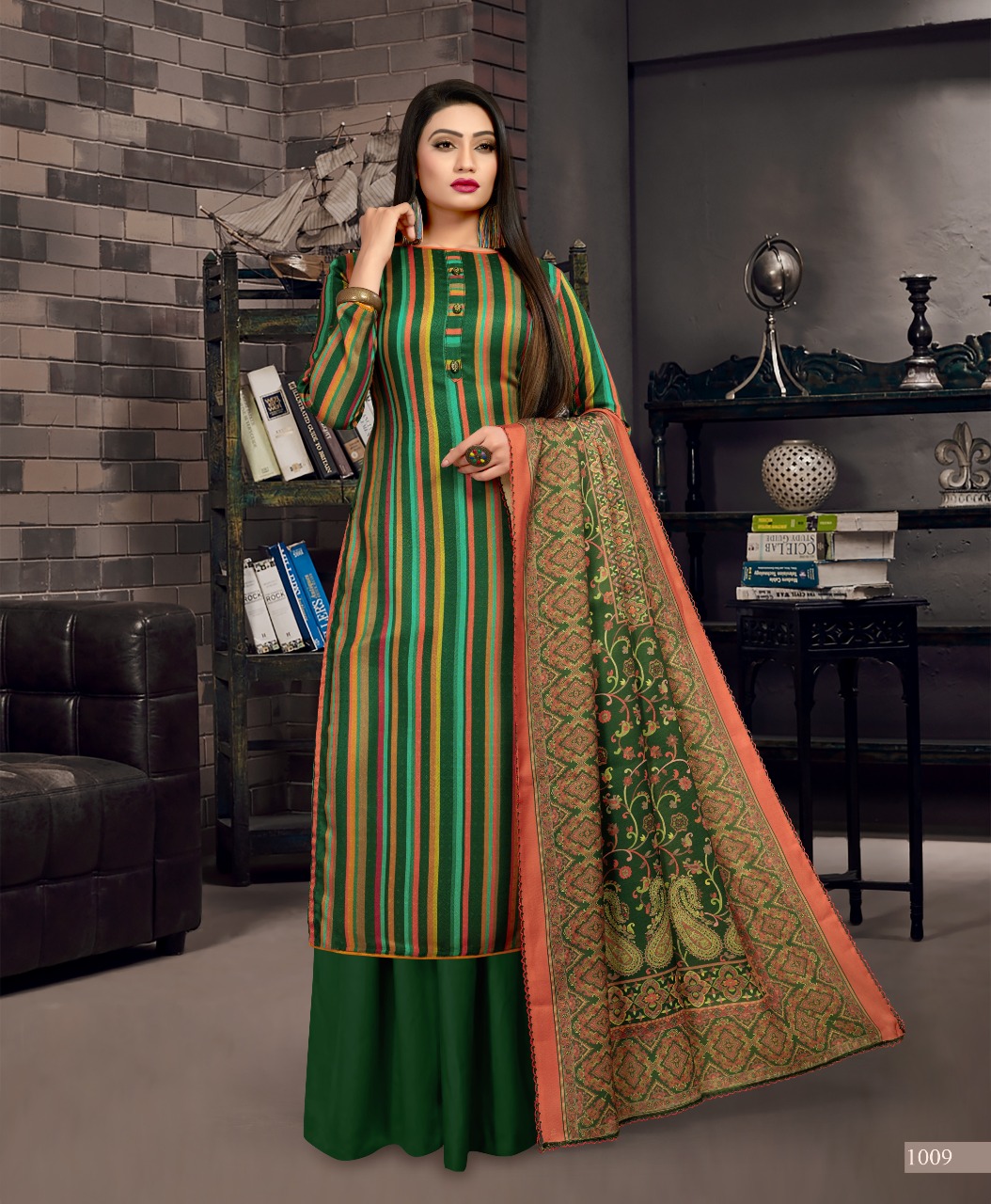 Bipson sakhiya Woollen Pashmina Digital Print authentic fabric salwar suit catalog