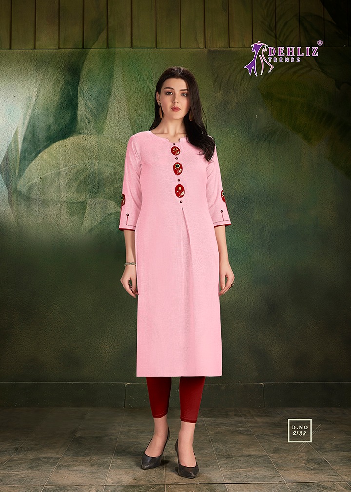 dehliz trends cherry cotton authentic fabric kurti with pant catalog