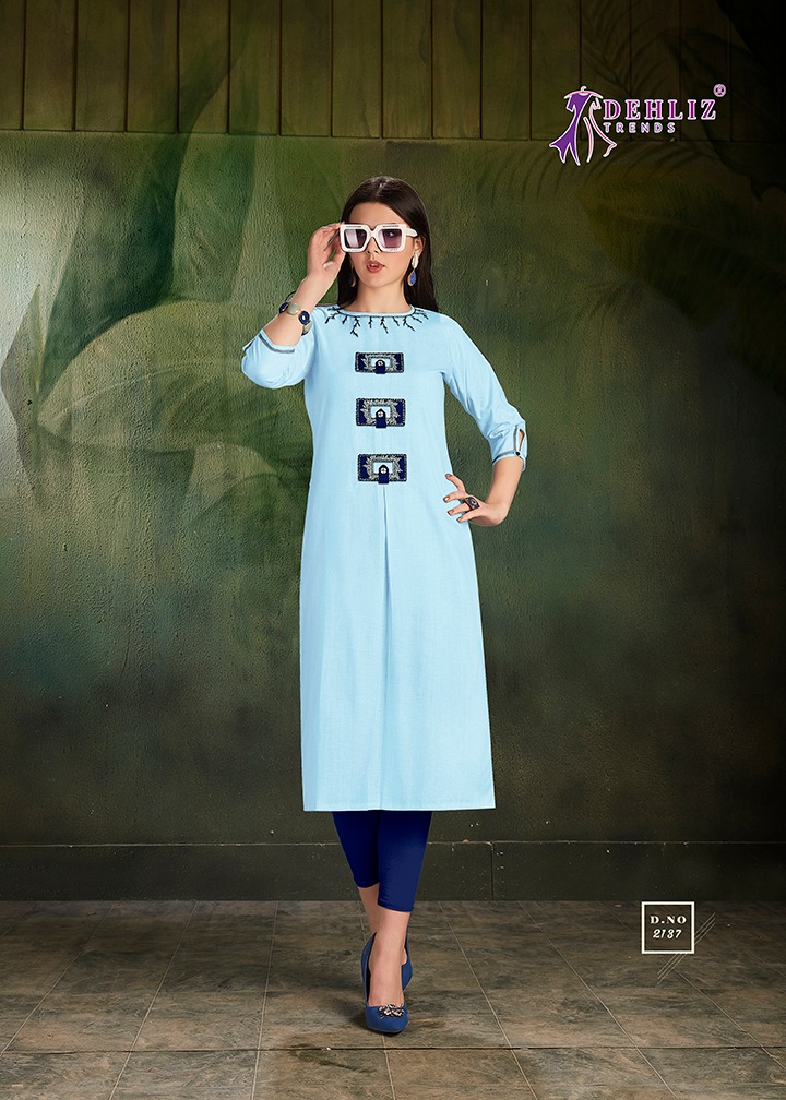 dehliz trends cherry cotton authentic fabric kurti with pant catalog