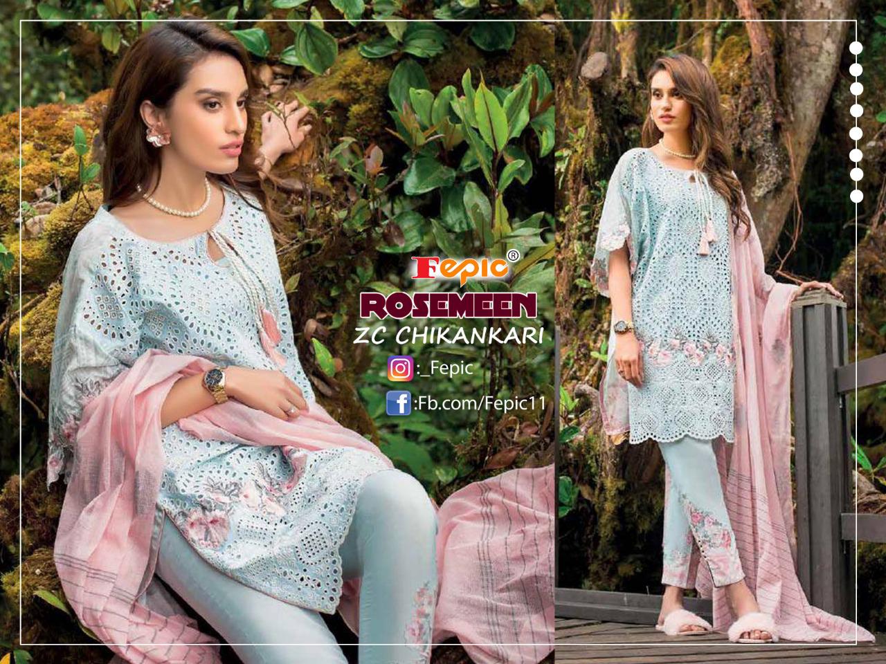 fepic rosemeen zc chikankaari cotton new and modern style salwar suit catalog