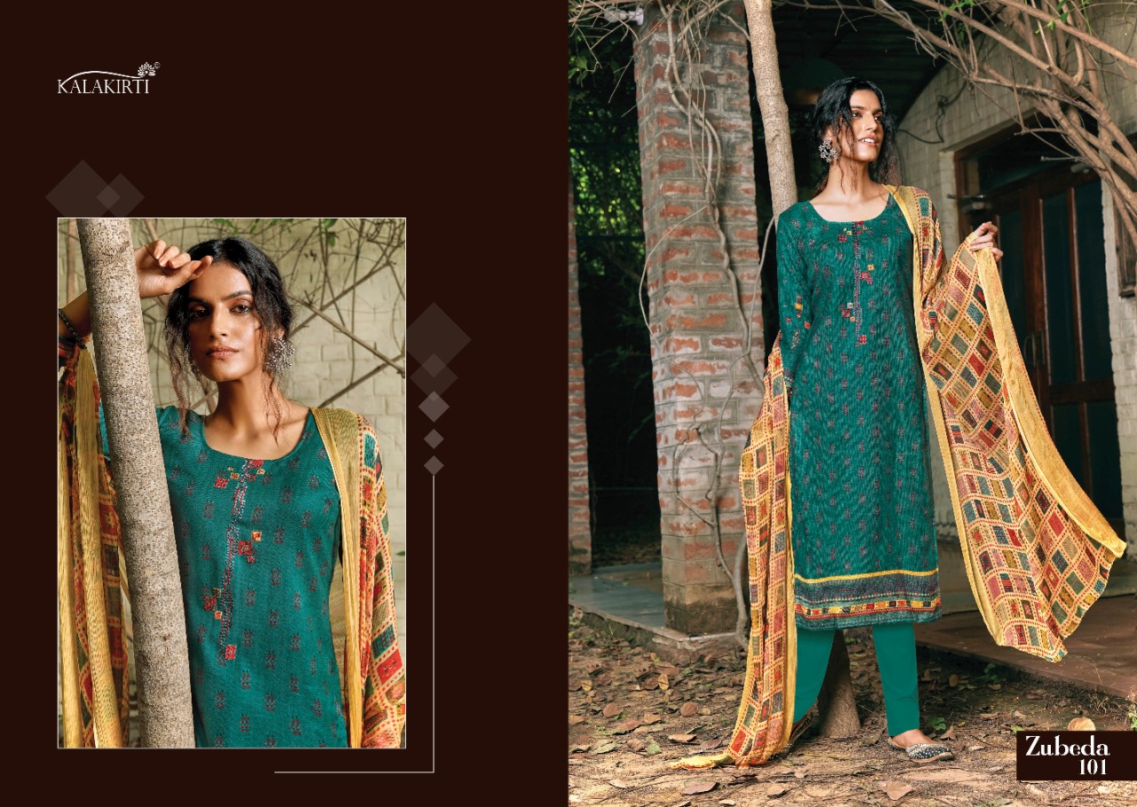 kalakirti zubeda pashmina exclusive print with attractive work salwar suit with pure bamberg dupatta catalog
