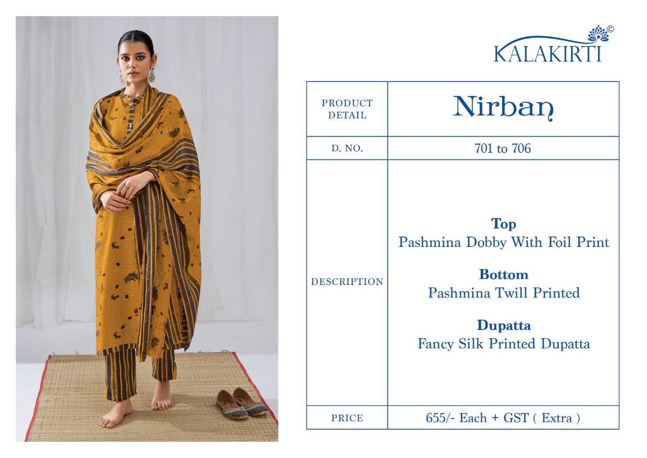 kalakriti nirban pashmina with foil salwar kameez catalog