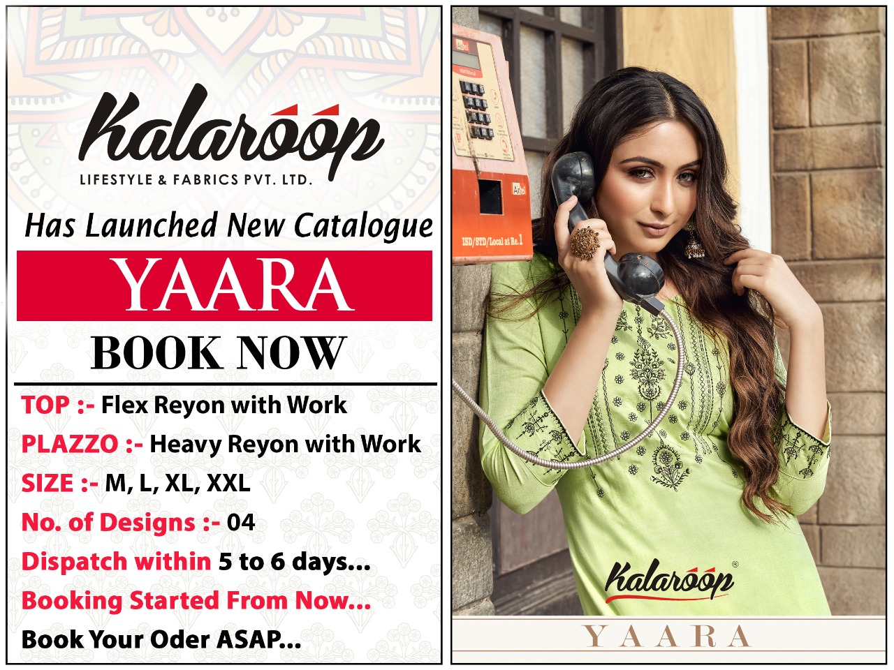kalaroop yaara rayon catchy look kurti with plazzo catalog