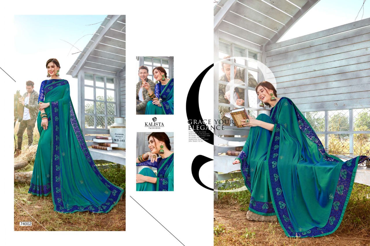kalista  polo georgette  festive look saree catalog