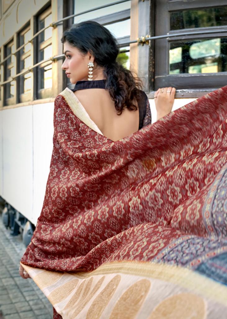 L t  fashion ajrakh silk elegant saree catalog