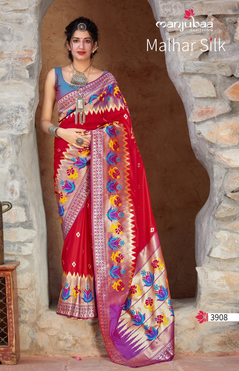 manjubaa malhar silk series 3901  3914 festiv look saree catalog