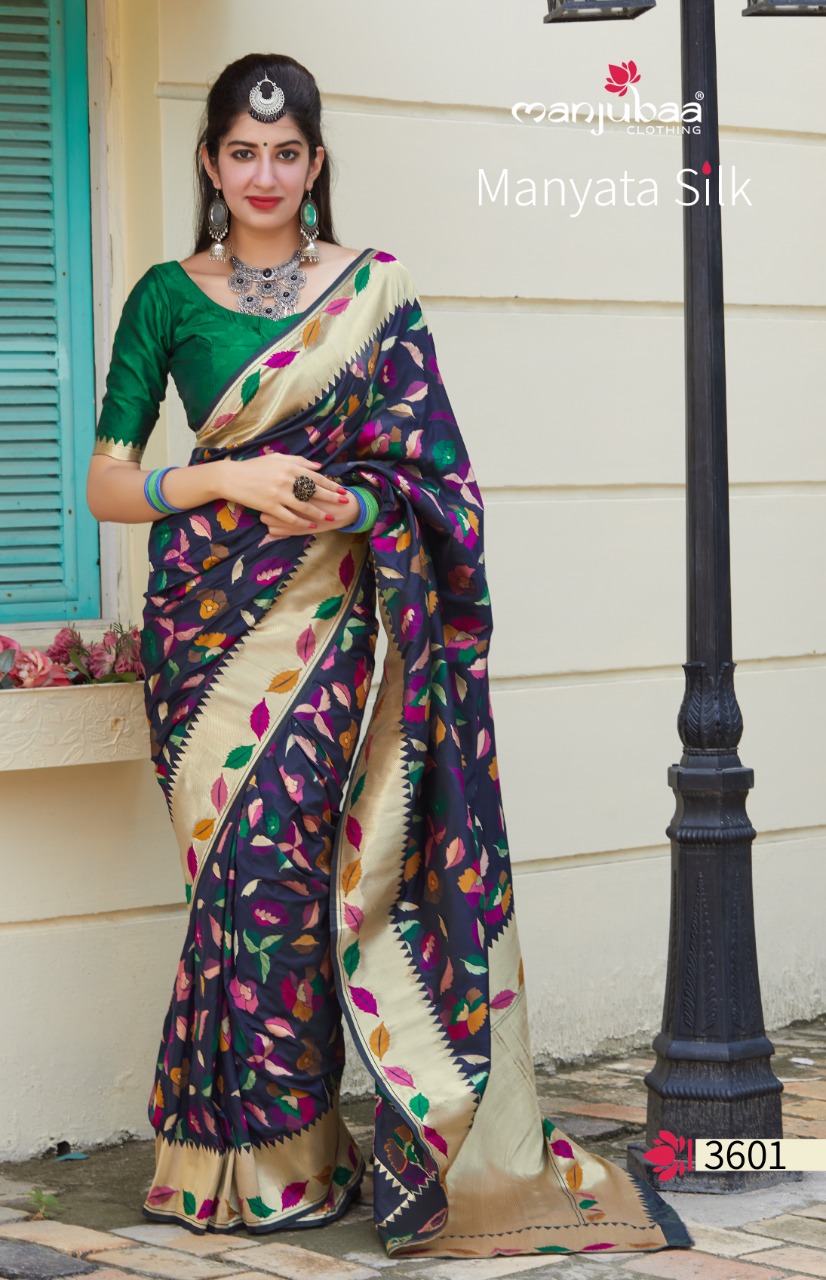 Manjubaa Manyata Silk Series 3601  3606  decent look saree catalog