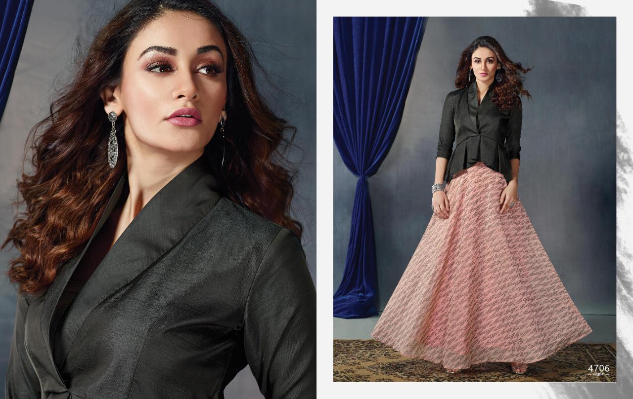 Nitara sparkles nx  silk top with skirt  innovative style kurti catalog