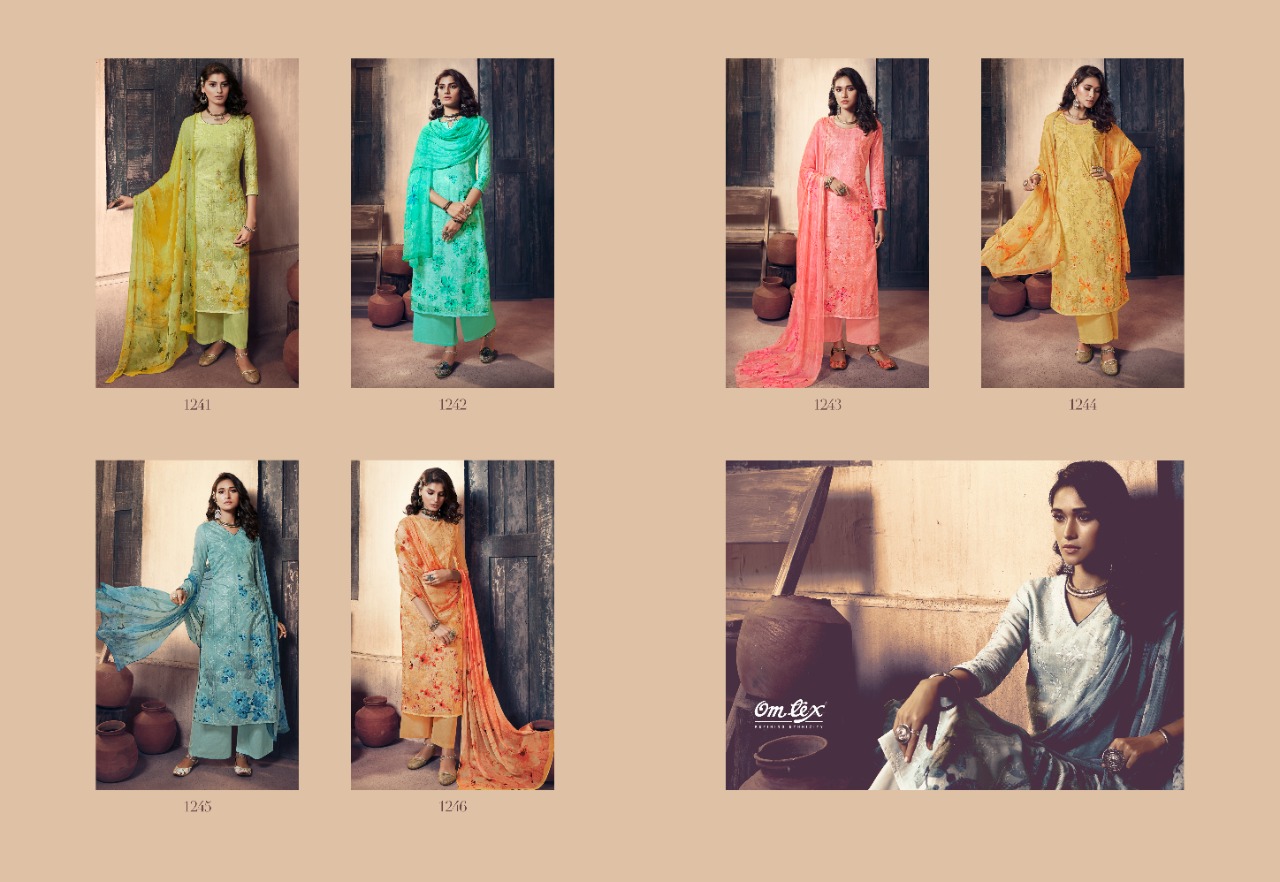 om tex bloom  design no 1241 1246  cotton  authentic fabric salwar suit catalog
