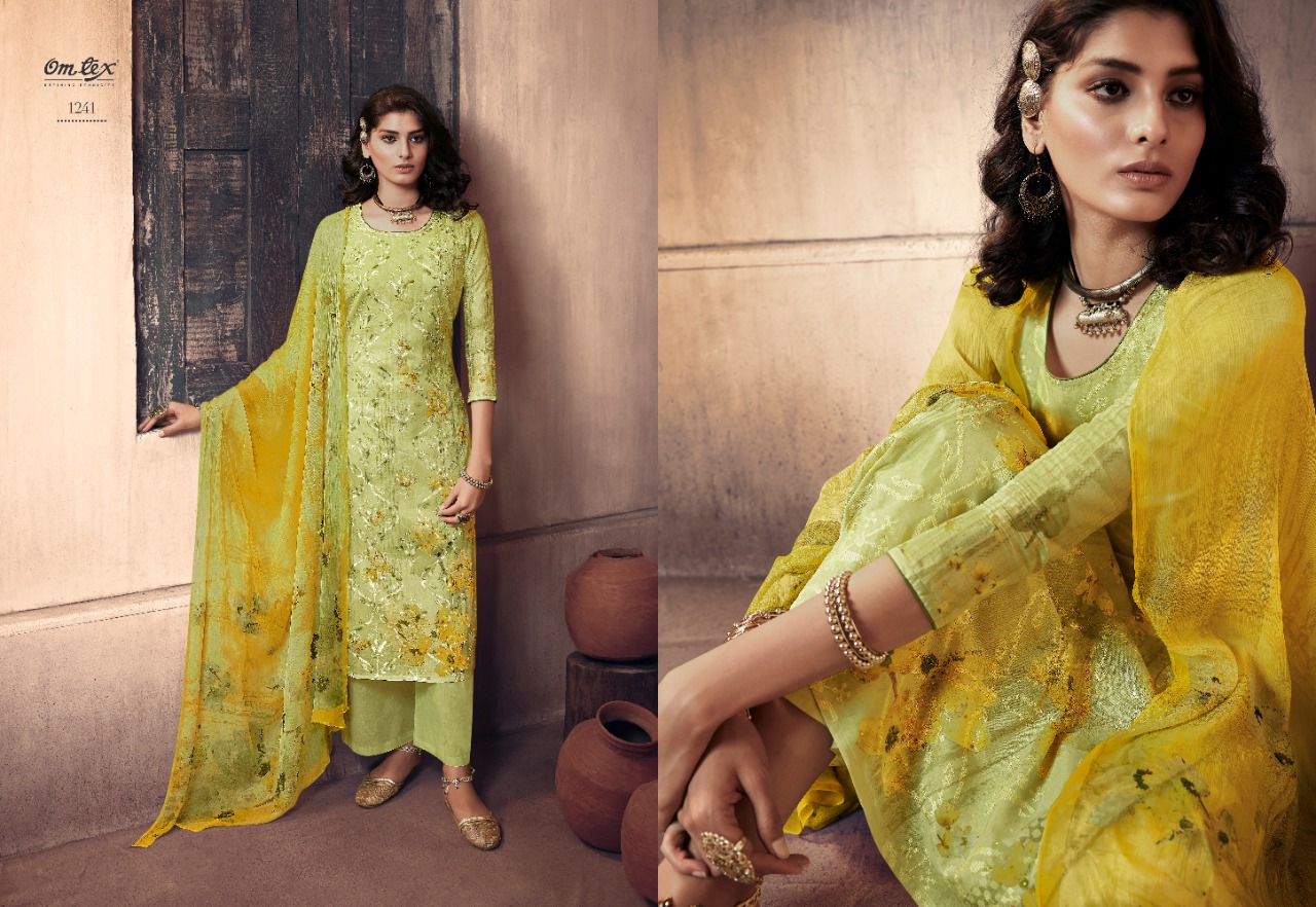 om tex bloom  design no 1241 1246  cotton  authentic fabric salwar suit catalog