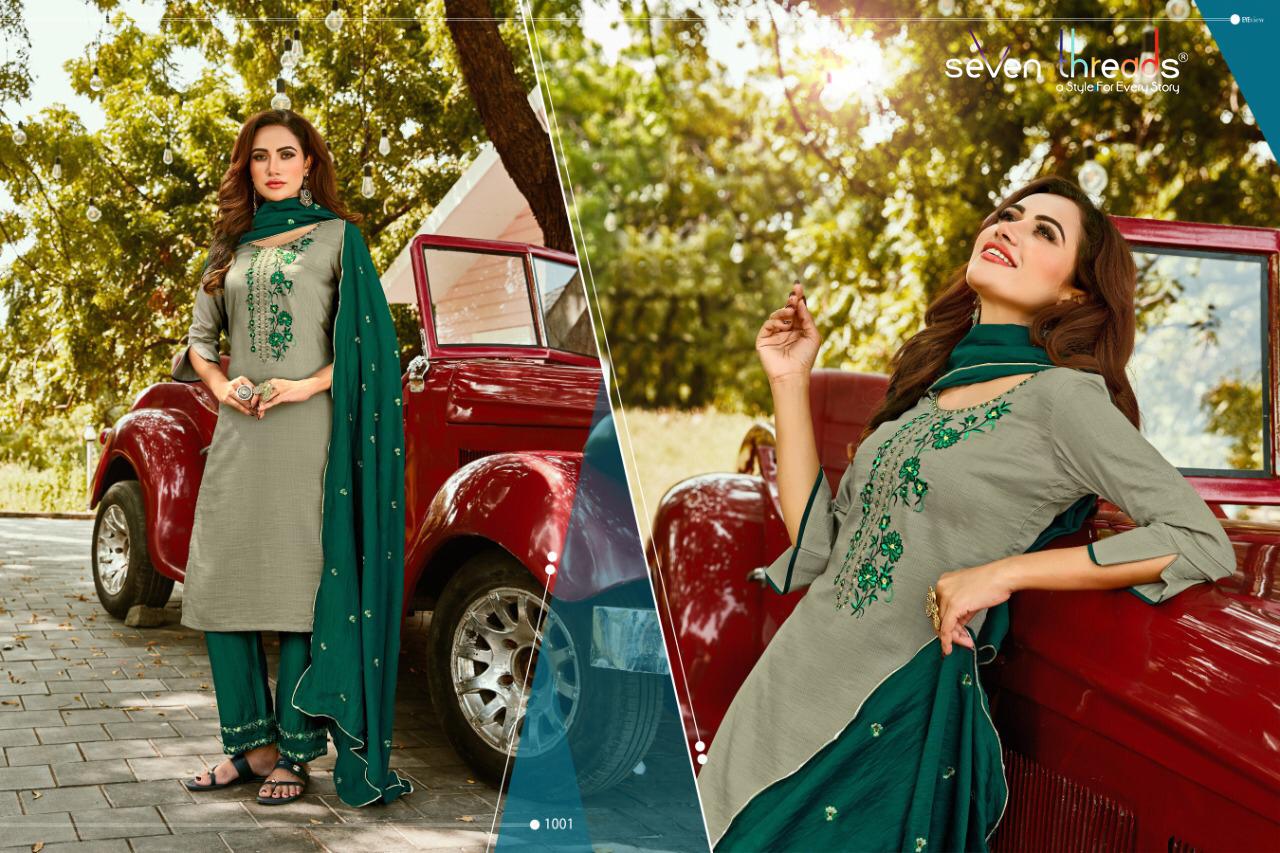 seven threads shishya silk regal look top bottom with dupatta catalog