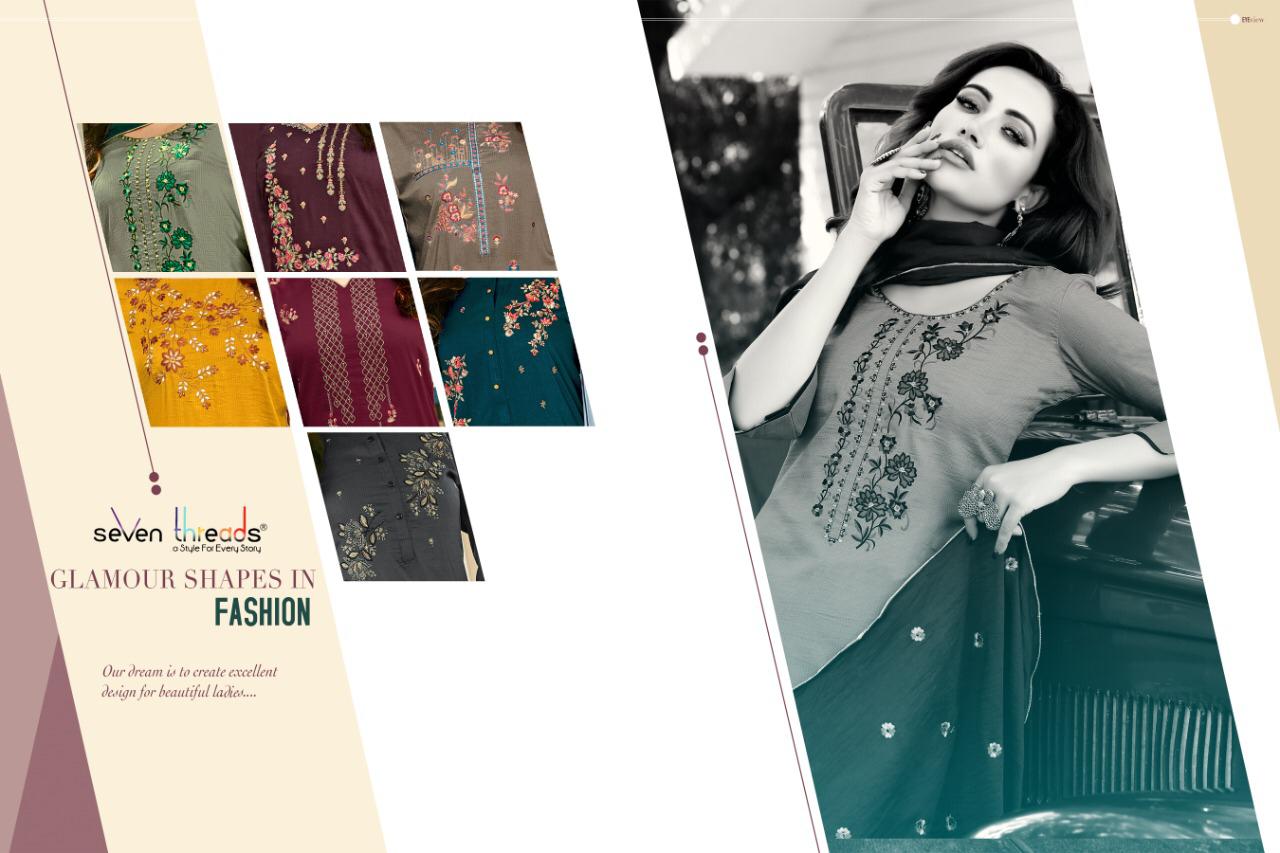 seven threads shishya silk regal look top bottom with dupatta catalog