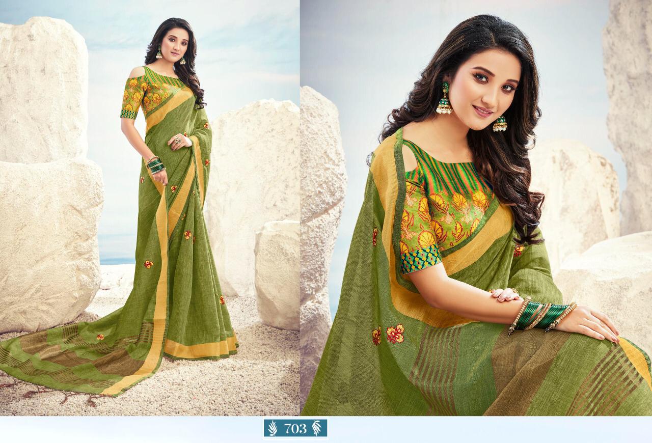 stylewell manorama cotton decent embroidary with blause saree catalog
