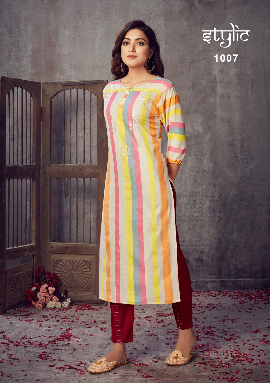 stylic eliza vol 3 handloom catchy look kurti with pant catalog