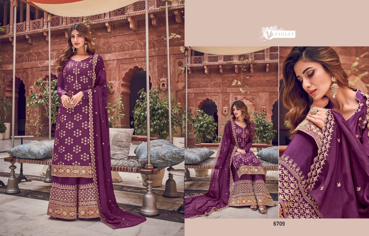 swagat violet 6701 6712 regal look salwar suit catalog