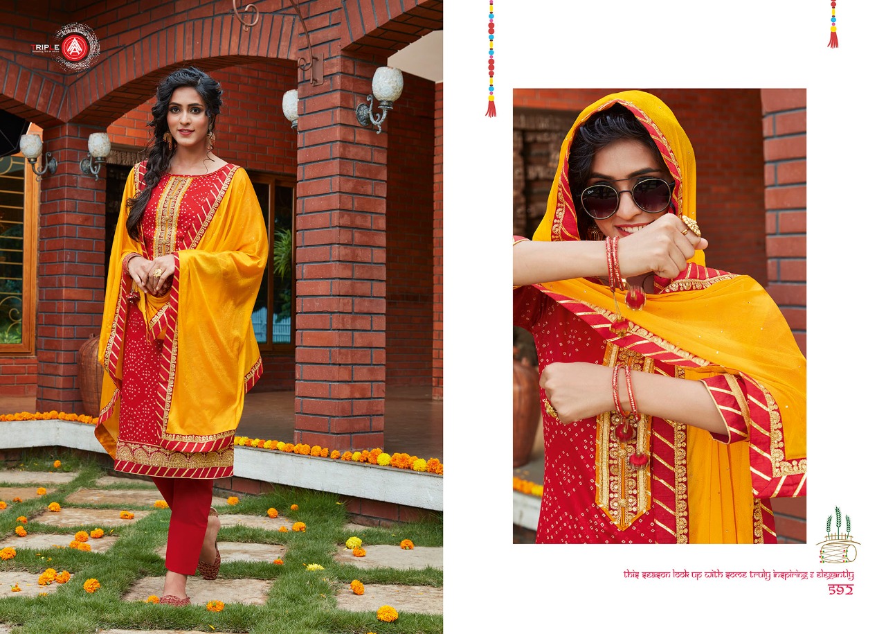 tripal aaa kumkum exclusive print with embroidery salwar suit catalog